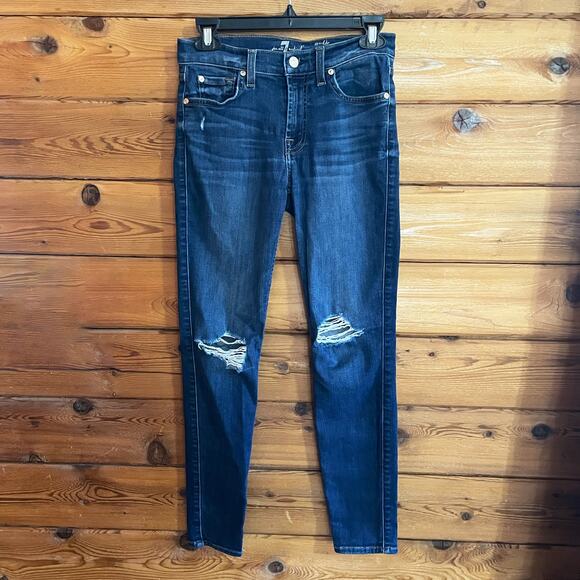 7 for All Mankind Guenever Skinny Distressed Jeans Size 27 - Picture 1 of 6